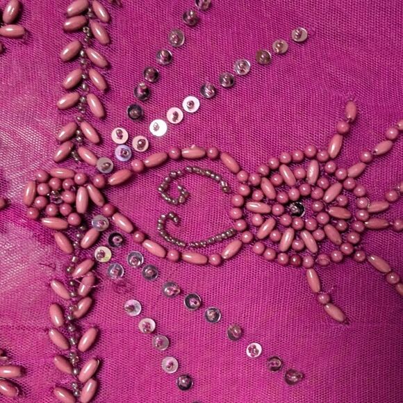 Free People Fuchsia Embellished Sheer Mesh Top Size M Rayon - Picture 13 of 15
